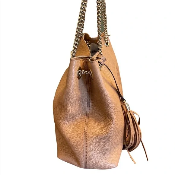 Authentic Gucci Soho Beige Leather Chain Shoulder Bag - Picture 3 of 12